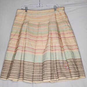HAROLD'S Skirt Tan‎ Embellished Pleated LINED Mid-Calf Full, Sz 16